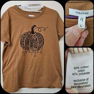 SIZE L	MAURICES	shirt tee autumn pumpkin grateful